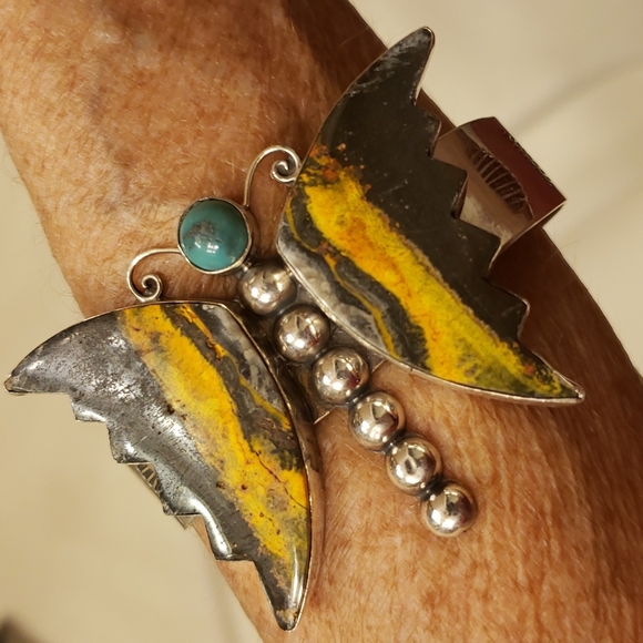 Sterling Silver Jewelry - Bumblebee Jasper Turquoise Sterling Silver Cuff Bracelet